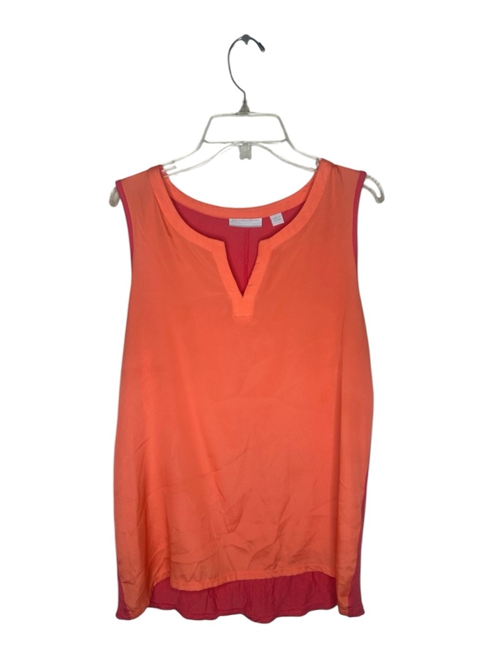 ❤️ NEW YORK & COMPANY Sleeveless V-Neck Layered Coral Top small